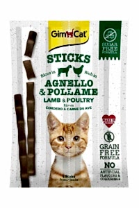 GimCat Kuzu Etli ve Tavuklu Tahılsız Kedi Ödül Çubukları 4lü 20gr - GIMCAT