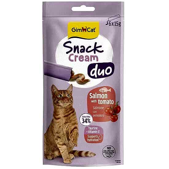 Gimcat Snack Cream Duo Somon ve Domates Ek Besin Kedi Ödülü 6 x 15 Gr - 1