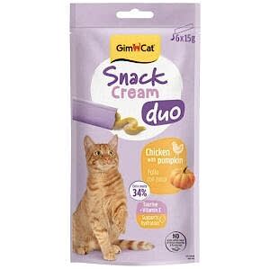 Gimcat Snack Cream Duo Tavuk Etli ve Balkabaklı Ek Besin Kedi Ödülü 6 x 15 Gr - GIMCAT