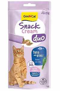 Gimcat Snack Cream Duo Ton Balıklı ve Çim Ek Besin Kedi Ödülü 6 x 15 Gr - 2