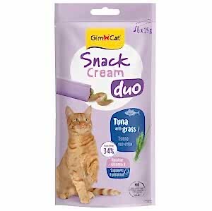 Gimcat Snack Cream Duo Ton Balıklı ve Çim Ek Besin Kedi Ödülü 6 x 15 Gr - GIMCAT