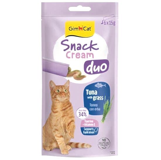 Gimcat Snack Cream Duo Ton Balıklı ve Çim Ek Besin Kedi Ödülü 6 x 15 Gr - 1