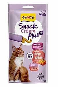 Gimcat Snack Cream Senior Somon ve Balkabaklı Ek Besin Yaşlı Kedi Ödülü 6 x 15 Gr - 2