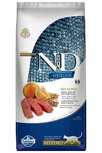 ND Ocean Düşük Tahıllı Somon ve Portakallı Kısırlaştırılmış Kedi Maması 10 KG - N&D