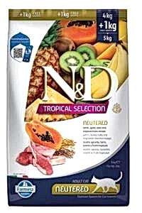 ND Tropical Selection Kuzu Etli Kısırlaştırılmış Kedi Maması 4 KG+1 KG Hediyeli - N&D