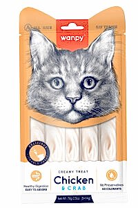 Wanpy Tavuklu ve Yengeçli Sıvı Kedi Ödül Maması 5x14 Gr - WANPY